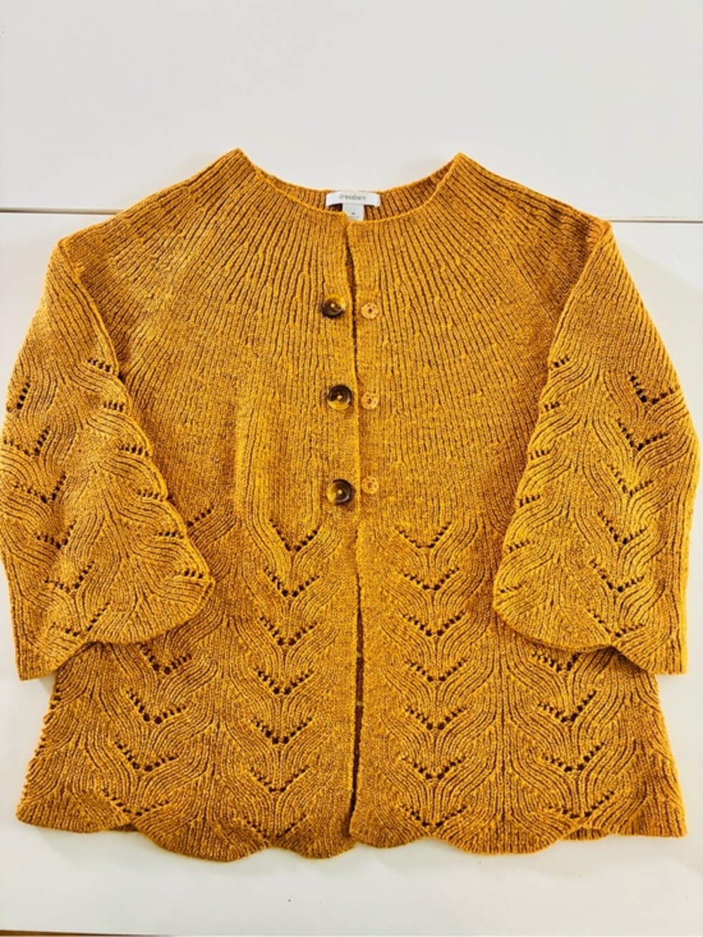 VTG Dressbarn M Acrylic Poly Nylon Blend Crochet Style Cardigan Button Up EUC